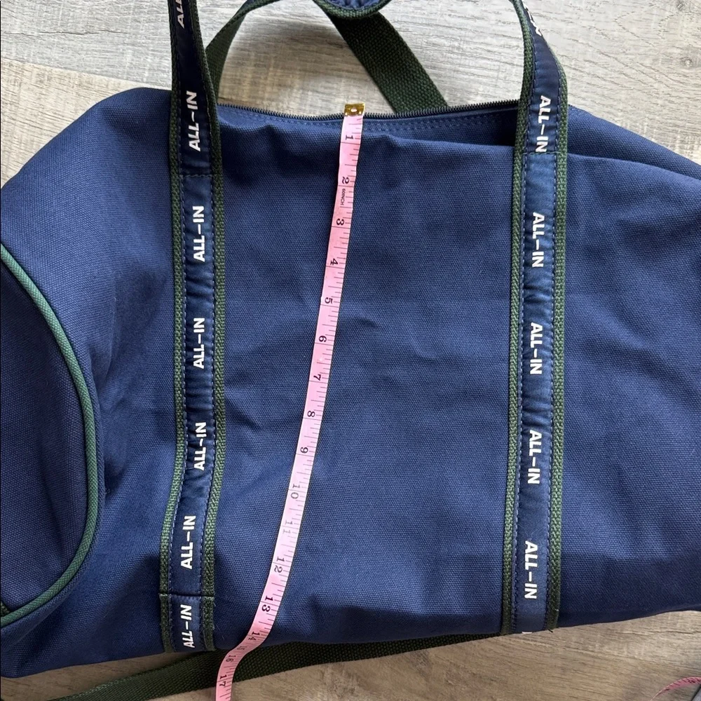 Navy and Green Men's Duffel Bag